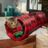 Frisco Holiday Buffalo Plaid Foldable Play Tunnel Cat Toy With Catnip -Frisco 228549 MAIN. AC SS1800 V1632776567