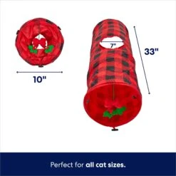 Frisco Holiday Buffalo Plaid Foldable Play Tunnel Cat Toy With Catnip -Frisco 228549 PT1. AC SS1800 V1694812848