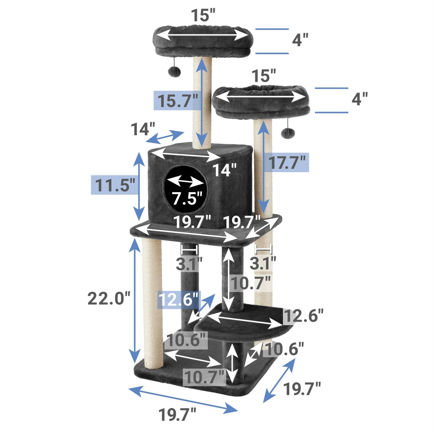 Frisco 55-in Faux Fur Cat Tree & Condo 4 Frisco 55-in Faux Fur Cat Tree & Condo - Image 2