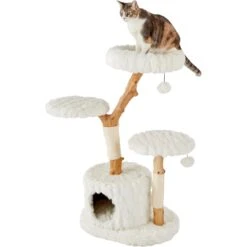 Frisco Natural Wood Modern Cat Tree With Toy, Ivory, Large -Frisco 236563 PT2. AC SS1800 V1615987336
