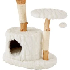 Frisco Natural Wood Modern Cat Tree With Toy, Ivory, Large -Frisco 236563 PT5. AC SS1800 V1615989095