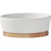 Frisco Oval Meow Non-skid Ceramic Cat Bowl With Wood Base 2 Frisco Oval Meow Non-skid Ceramic Cat Bowl With Wood Base -Frisco 256080 MAIN. AC SS1800 V1615300007