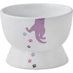 Frisco 27 Frisco Cat Print Non-skid Elevated Ceramic Cat Bowl, Short