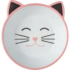 Frisco Cat Face Non-skid Ceramic Cat Bowl, Pink