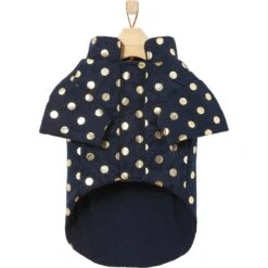 Frisco Lightweight Gold Dotted Dog & Cat Jacket, Navy -Frisco 268247 PT5. AC SS1800 V1628824894