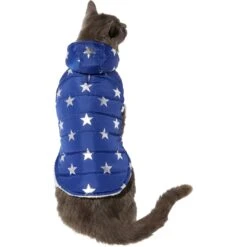 Frisco Mediumweight Metallic Star Print Insulated Dog & Cat Parka, Navy -Frisco 268413 PT2. AC SS1800 V1628797317