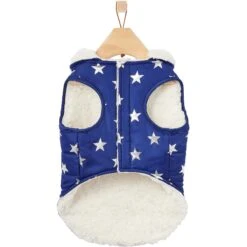Frisco Mediumweight Metallic Star Print Insulated Dog & Cat Parka, Navy -Frisco 268413 PT5. AC SS1800 V1628821999