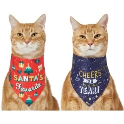 Frisco Santa's Favorite & Cheers To The New Year Dog & Cat Reversible Bandana