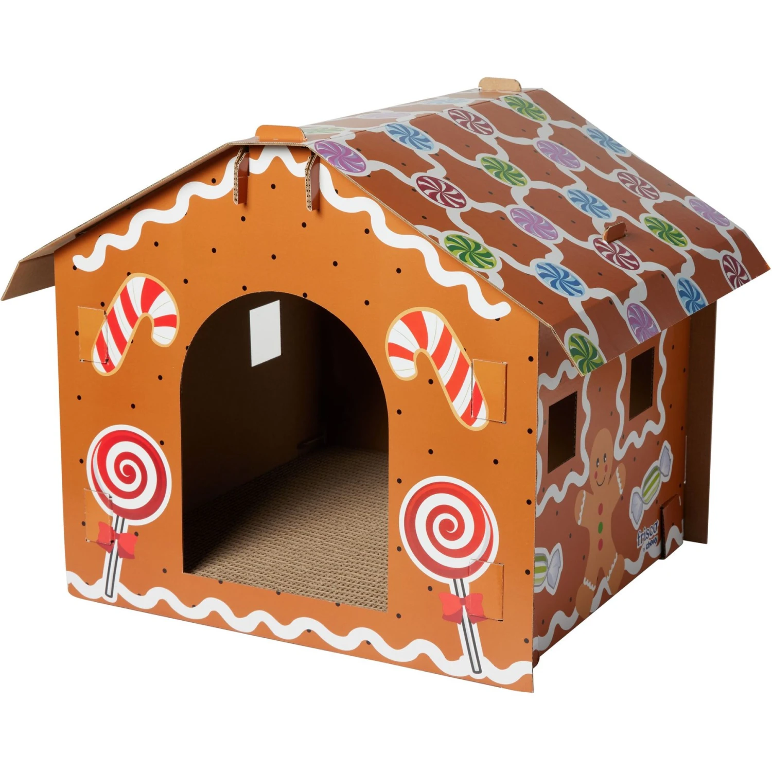 Frisco Holiday Gingerbread House Cardboard Cat House Cat Toy 3 Frisco Holiday Gingerbread House Cardboard Cat House Cat Toy