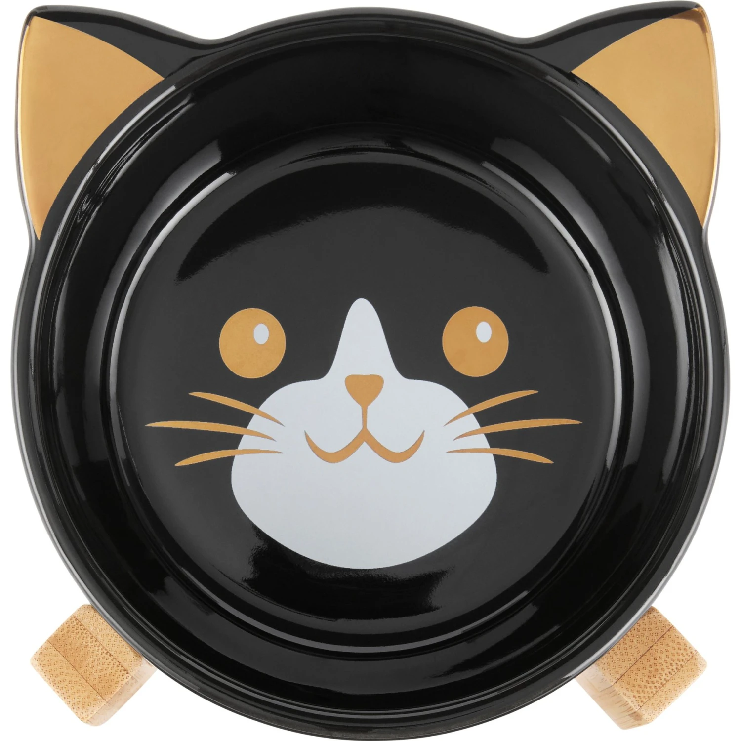 Frisco Cat Face Elevated Bamboo Non-Skid Ceramic Cat Bowl, Black, 1 Cups 3 Frisco Cat Face Elevated Bamboo Non-Skid Ceramic Cat Bowl, Black, 1 Cups