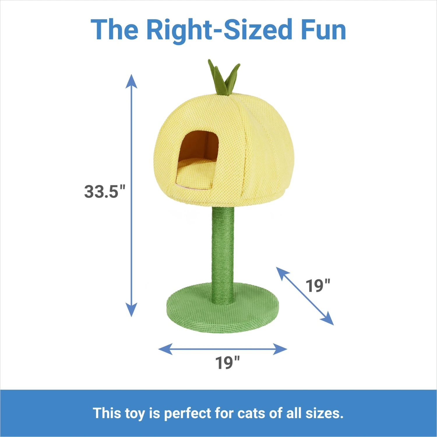 Frisco Pineapple 33.5" Plush Cat Scratching Post And Condo 4 Frisco Pineapple 33.5" Plush Cat Scratching Post And Condo - Image 2