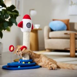 Frisco Rocket Ship 23" Sisal Cat Scratching Post With Play Base