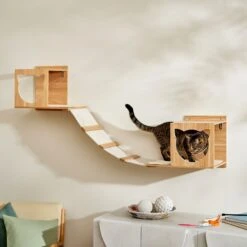 Frisco Cat Silhouette With Bridge Wall Mounted Cat Wall Shelves
