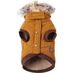 Frisco Heavy Weight Lux Corduroy Insulated Dog & Cat Coat With Fur Trimmed Hood -Frisco 719966 PT4. AC SS1800 V1692978846