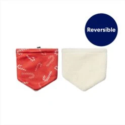 Frisco Reversible Candy Cane Cozy Knit Faux Fur Dog & Cat Pullover Bandana, 1 Count -Frisco 745294 PT3. AC SS1800 V1694793502