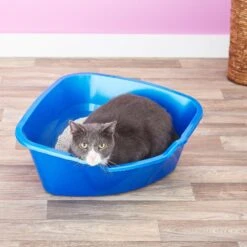 Frisco Collapsible Wire Cat Cage Playpen & Van Ness High Side Corner Cat Litter Pan, Blue -Frisco 933382 PT8. AC SS1800 V1692305264